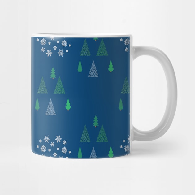 Cute Watercolor Snowflakes And Christmas Tree Pattern by ExprezzDesigns